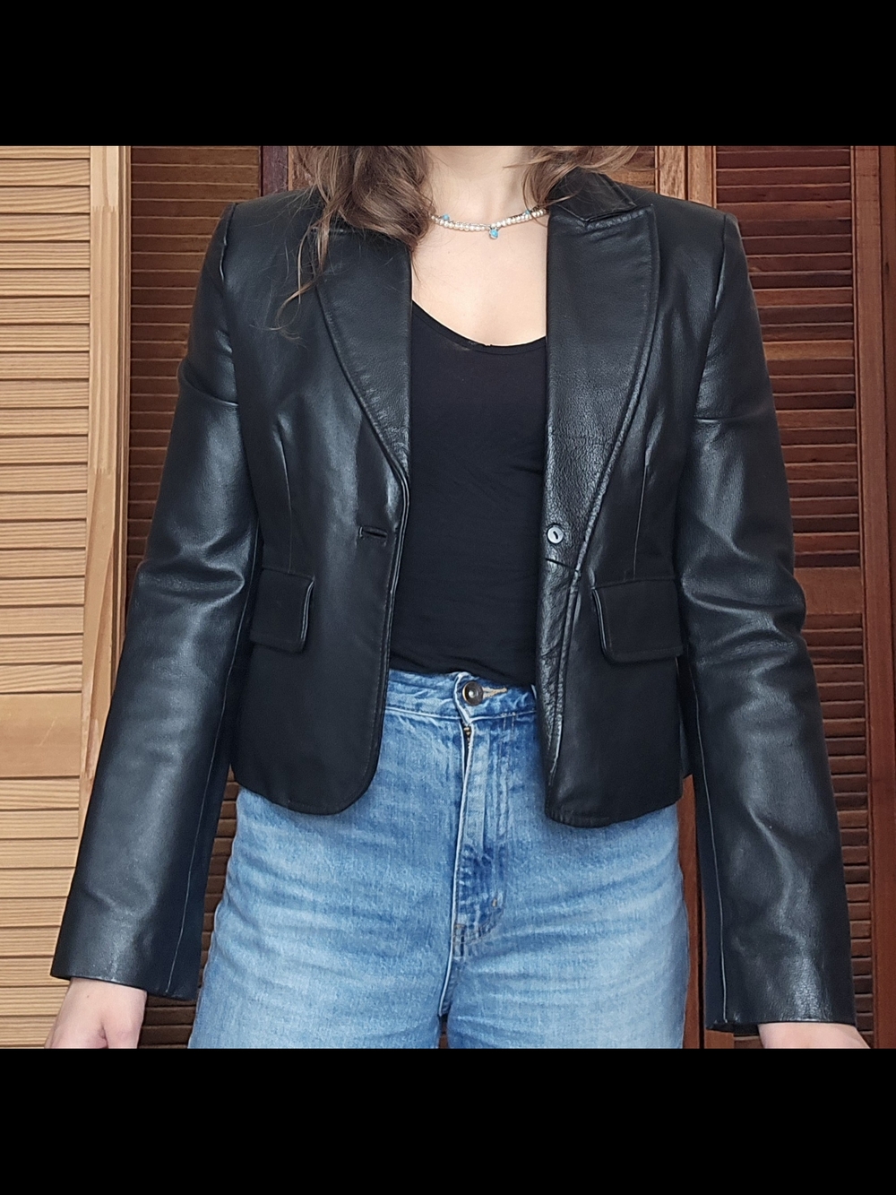 Black Real Leather Blazer Jacket - OXYHO SORENTO